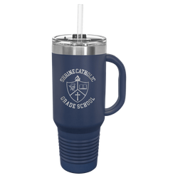 Image of Polar Camel 40 oz. Navy Blue Travel Mug with Handle, Straw Included