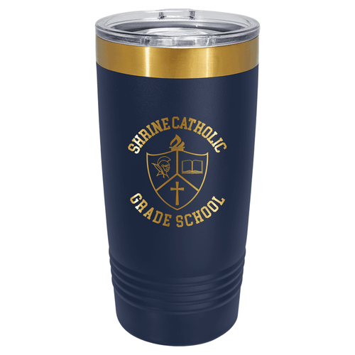 Polar Camel 20 oz. Navy Blue/Bright Gold ION-Plated Ringneck Tumbler with Slider Lid image thumbnail