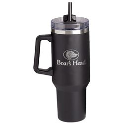 Image of Double Wall Stainless Steel Vacuum Insulated Tumbler with Handle- 40-Oz. - Laser Engraved