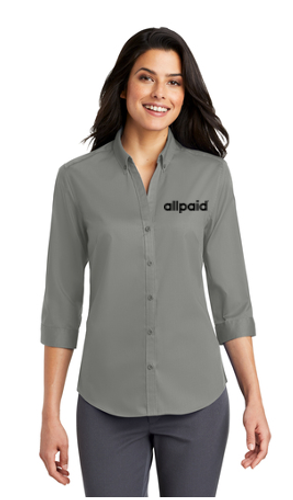 Port Authority® Women's 3/4-Sleeve SuperPro™ Twill Shirt image thumbnail