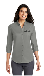 Image of Port Authority® Women's 3/4-Sleeve SuperPro™ Twill Shirt