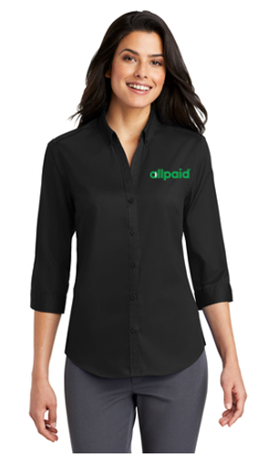 Port Authority® Women's 3/4-Sleeve SuperPro™ Twill Shirt image thumbnail