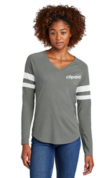 Image of Sport-Tek® Women's Halftime Stripe Long Sleeve V-Neck Tee