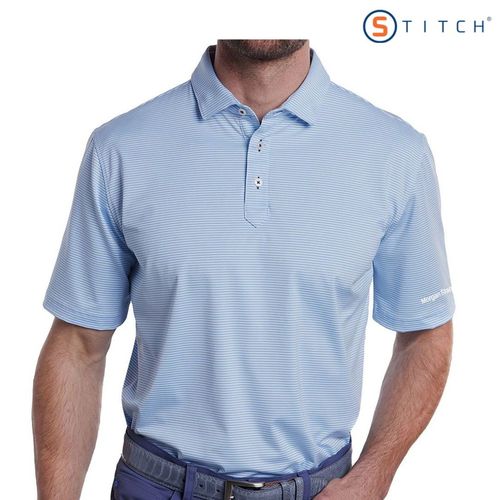 STITCH Atlantic Stripe Polo Shirt - Men’s Bluebell image thumbnail