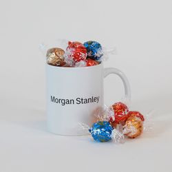 Image of Chocolate Filled Mug with Morgan Stanley Logo 11 oz. - White