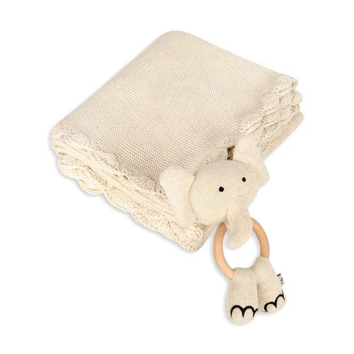 Scallop Edge Baby Blanket + Rattle image thumbnail