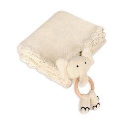 Image of Scallop Edge Baby Blanket + Rattle