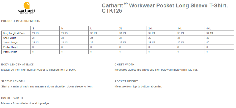 Carhartt Workwear Pocket Long Sleeve T-Shirt - Printed Left Chest image ...