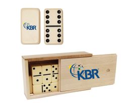 Image of Double 6 Dominoes in Natural Wood Case