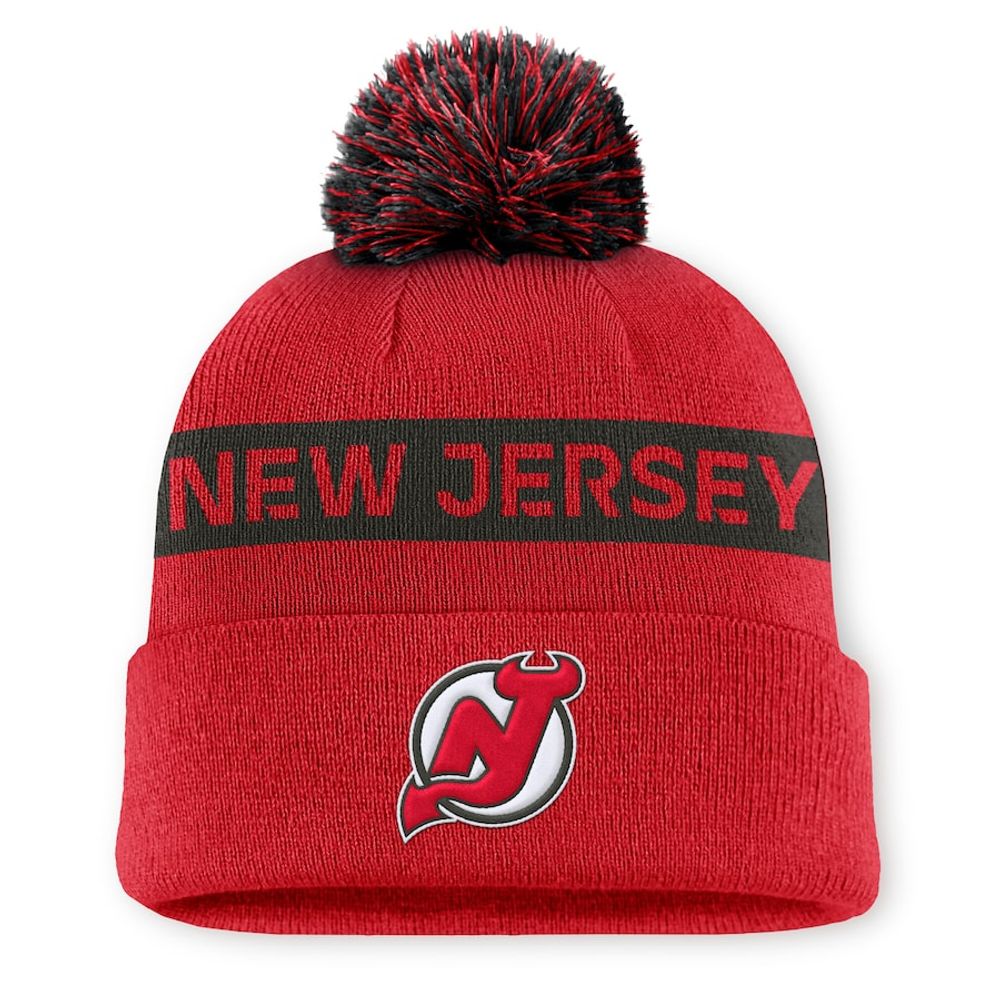 New Jersey Devils Fanatics Cuffed Knit Hat with Pom  primary image