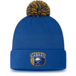 Image of Buffalo Sabres Fanatics 2023 NHL Draft Cuffed Knit Hat with Pom - Royal