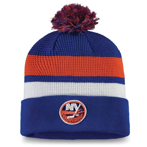 New York Islanders Fanatics Authentic Pro Cuffed Pom Knit Hat - Royal/Orange image thumbnail