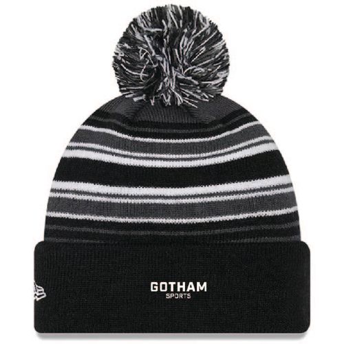 Brooklyn Nets New Era Striped Cuffed Pom Knit Hat - Black image thumbnail