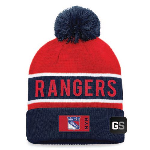 New York Rangers Fanatics  Authentic Pro Rink Cuffed Knit Hat with Pom  image thumbnail