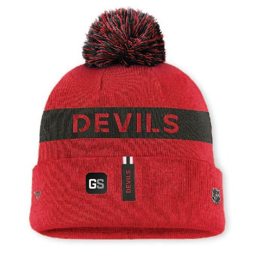 New Jersey Devils Fanatics Cuffed Knit Hat with Pom  image thumbnail
