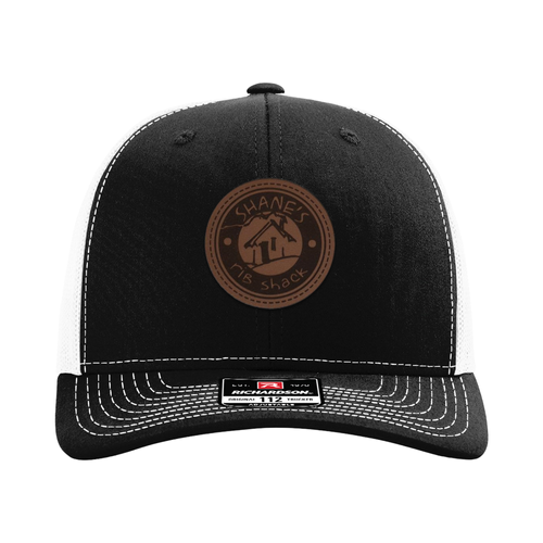 Richardson® Five Panel Leather Patch Trucker Cap  image thumbnail