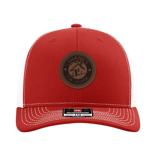 Richardson® Five Panel Leather Patch Trucker Cap  image thumbnail