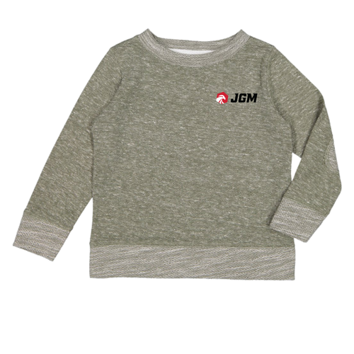 Rabbit Skins Toddler Harborside Melange French Terry Crewneck with Elbow Patches image thumbnail