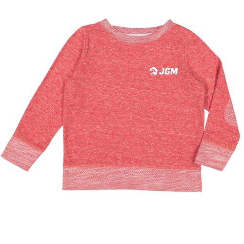 Rabbit Skins Toddler Harborside Melange French Terry Crewneck with Elbow Patches image thumbnail