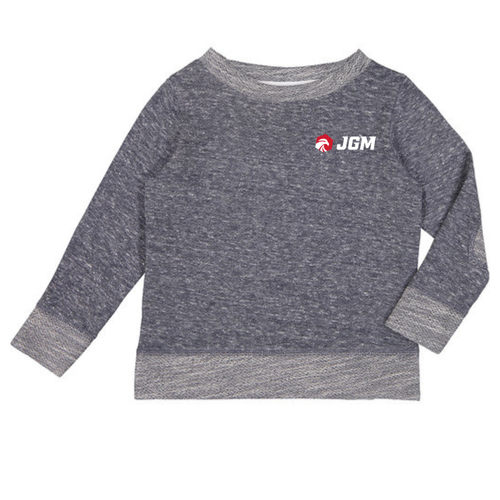 Rabbit Skins Toddler Harborside Melange French Terry Crewneck with Elbow Patches image thumbnail