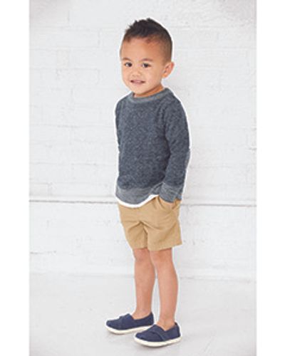 Rabbit Skins Toddler Harborside Melange French Terry Crewneck with Elbow Patches image thumbnail
