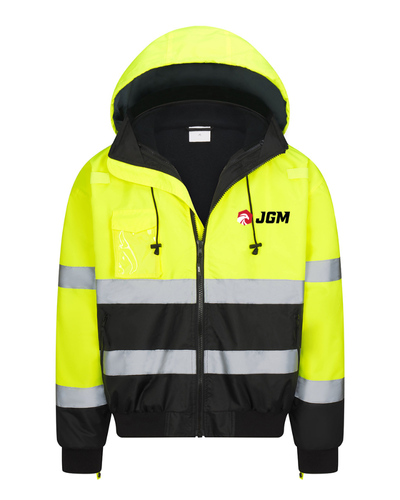 ANSI Class 3: 2 - IN - 1 Black Bottom Bomber Jacket w/Removable Fleece Liner image thumbnail