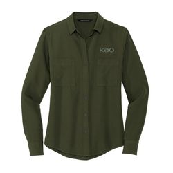Image of Ladies Long Sleeve Crepe Camp Shirt