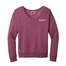 Image of Ladies Garment-Dyed V-Neck Sweatshirt