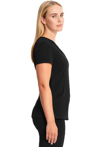 Women's Infinity Mock Wrap Top - BLACK image thumbnail