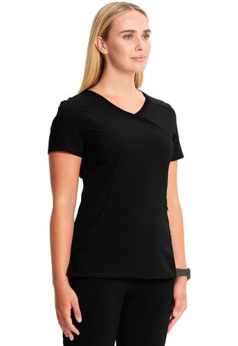 Women's Infinity Mock Wrap Top - BLACK image thumbnail