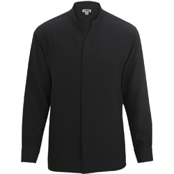 Image of Men's Edwards Stand-Up Collar Batiste Shirt - 010 BLACK
