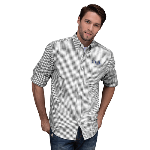 Ventana Men's Vantage Easy-Care Gingham Check Shirt - GREY / WHITE image thumbnail
