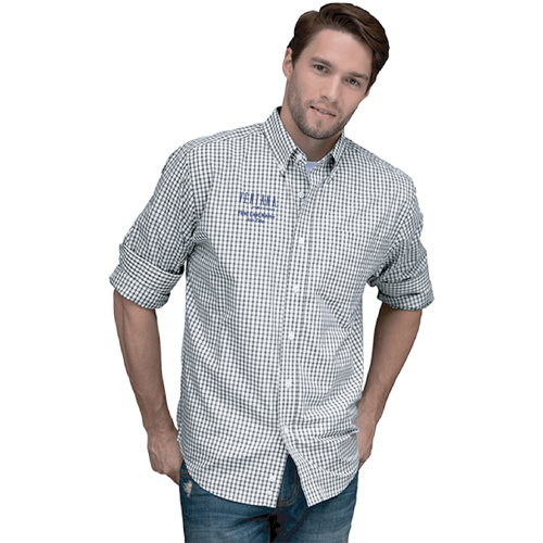 Ventana Men's Vantage Easy-Care Gingham Check Shirt - GREY / WHITE image thumbnail