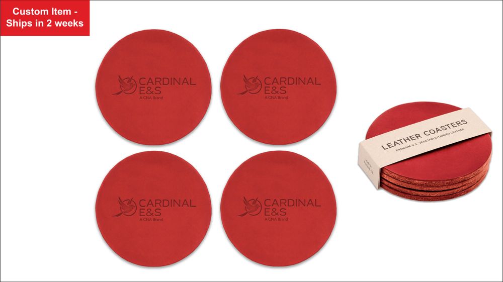 Leather Coaster (Set of 4) - Cardinal E&S Logo primary image