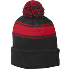 Image of Sport-Tek Stripe Pom Pom Beanie