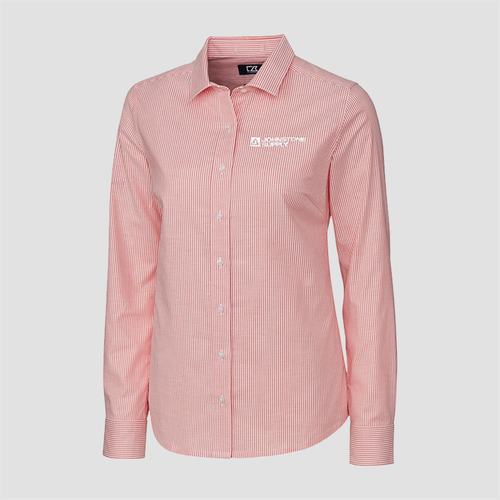 Johnstone Cutter & Buck Stretch Oxford Stripe Women's Long Sleeve Dress Shirt image thumbnail