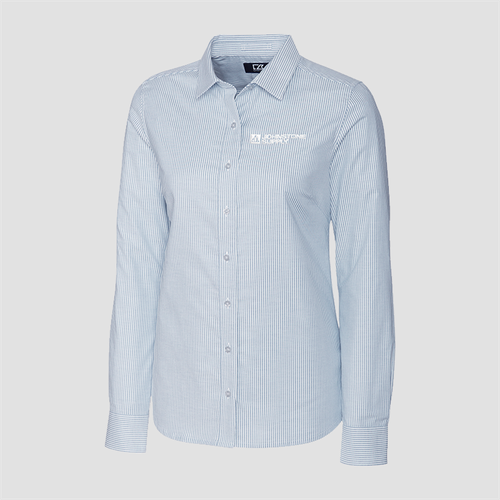 Johnstone Cutter & Buck Stretch Oxford Stripe Women's Long Sleeve Dress Shirt image thumbnail