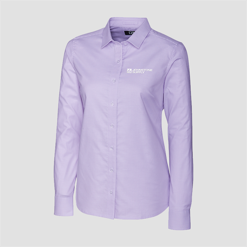 Johnstone Cutter & Buck Stretch Oxford Stripe Women's Long Sleeve Dress Shirt image thumbnail