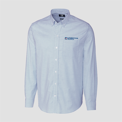 Johnstone Cutter & Buck Stretch Oxford Stripe Men's Long Sleeve Dress Shirt image thumbnail