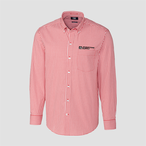 Johnstone Cutter & Buck Easy Care Stretch Gingham Men's Long Sleeve Dress Shirt image thumbnail
