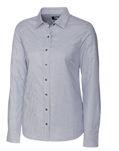 Johnstone Cutter & Buck Stretch Oxford Stripe Women's Long Sleeve Dress Shirt  image thumbnail