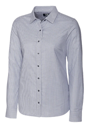 Image of Johnstone Cutter & Buck Stretch Oxford Stripe Women's Long Sleeve Dress Shirt 