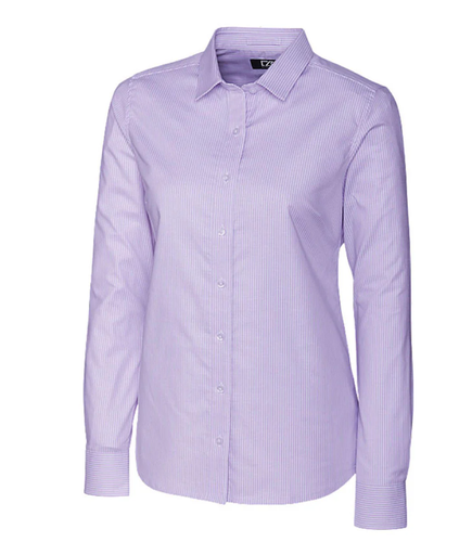 Johnstone Cutter & Buck Stretch Oxford Stripe Women's Long Sleeve Dress Shirt  image thumbnail