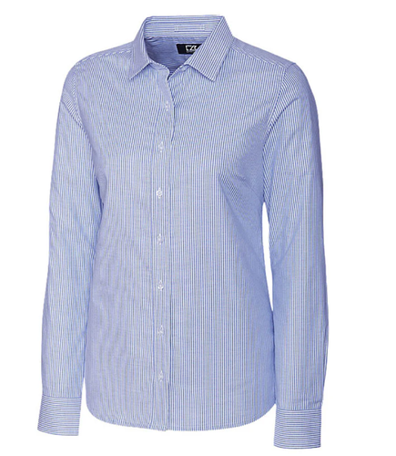 Johnstone Cutter & Buck Stretch Oxford Stripe Women's Long Sleeve Dress Shirt  image thumbnail