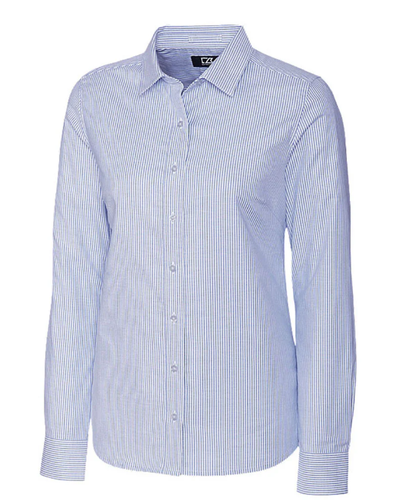 Johnstone Cutter & Buck Stretch Oxford Stripe Women's Long Sleeve Dress Shirt  image thumbnail