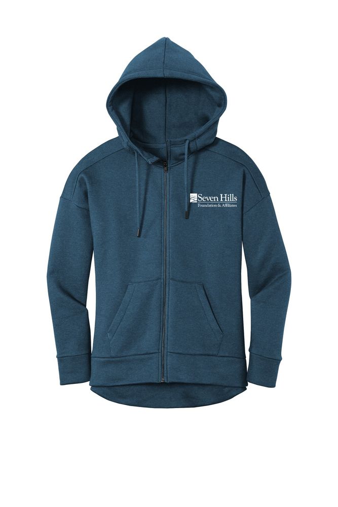 District Women's Perfect Weight Fleece Drop Shoulder Full-Zip Hoodie DT1104 primary image