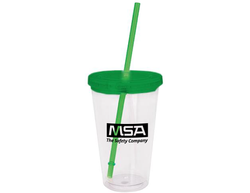 Image of Clear Tumbler with Colored Lid - 18 oz.