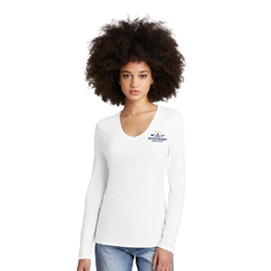 Image of District Woman’s Perfect Tri Long Sleeve V-Neck Tee, 50/25/25 blend