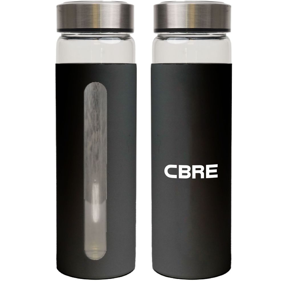 Rideau 20 Oz Glass Bottle With Aluminum Sleeve - Black primary image