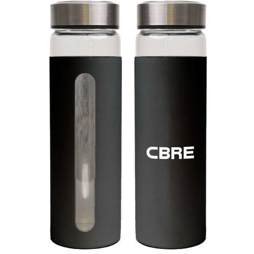 Rideau 20 Oz Glass Bottle With Aluminum Sleeve - Black image thumbnail